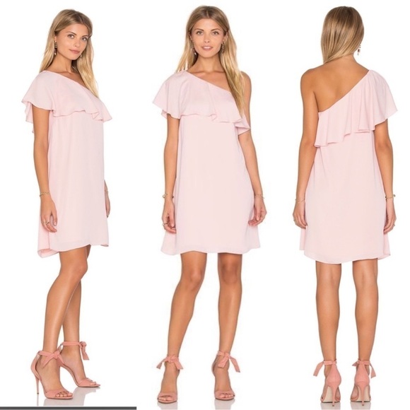 Amanda Uprichard Dresses & Skirts - Amanda Uprichard Zoe Dress One Shoulder Ruffle Mini Length Pink Size Small